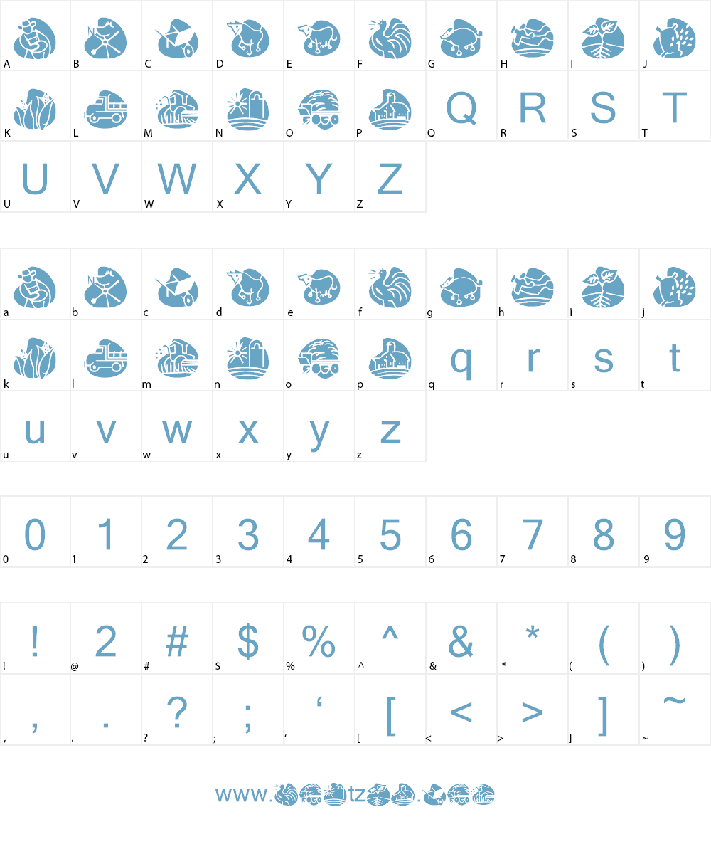 KR Back On The Farm Font Character